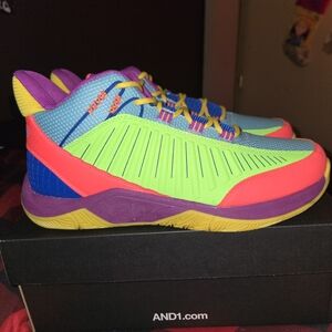 AND1 Explosive T Neon Green and Purple Sneakers